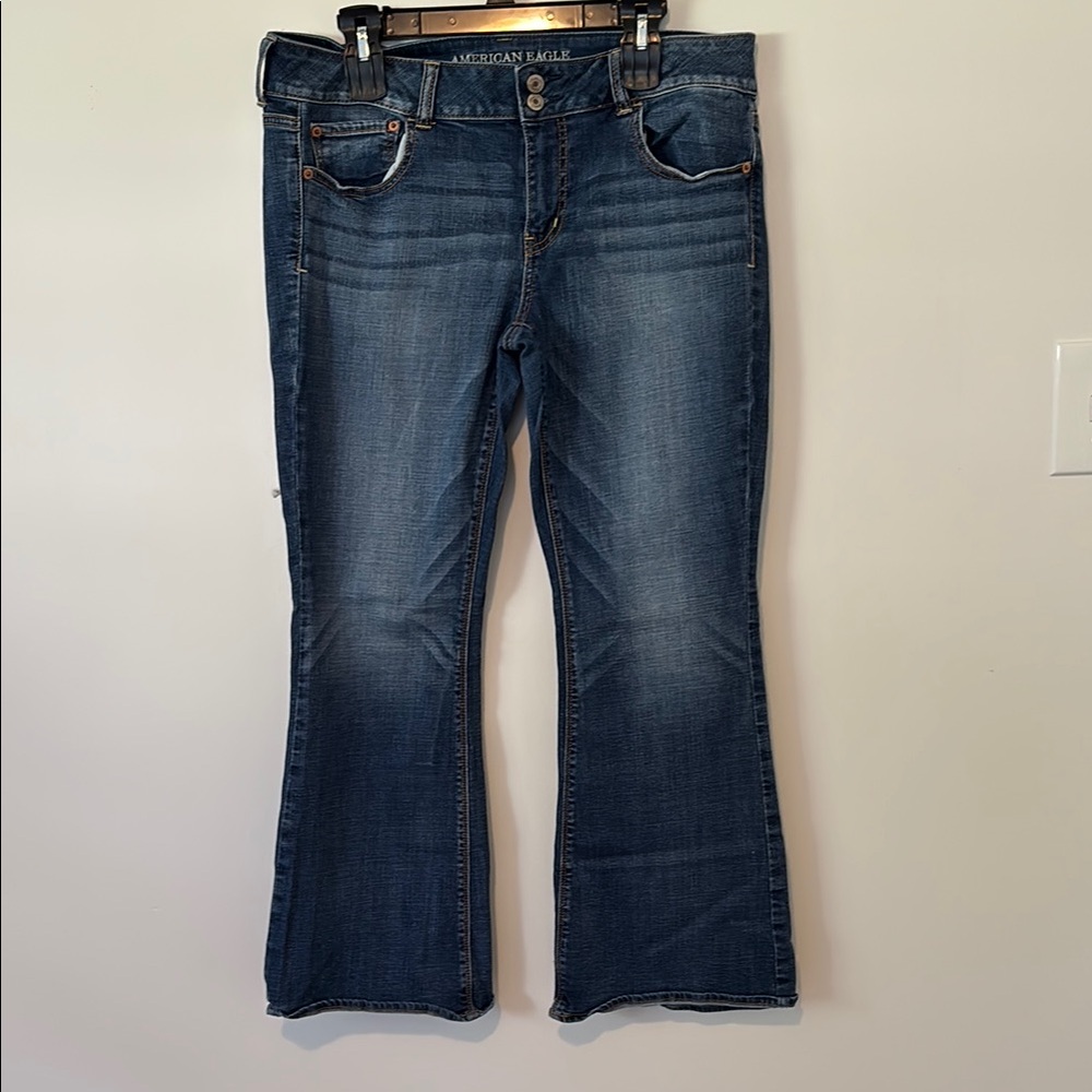 American Eagle Outfitters Blue Flare Wide Leg Jeans